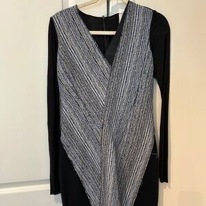 Elie Tahari mixed-media long sleeve dress